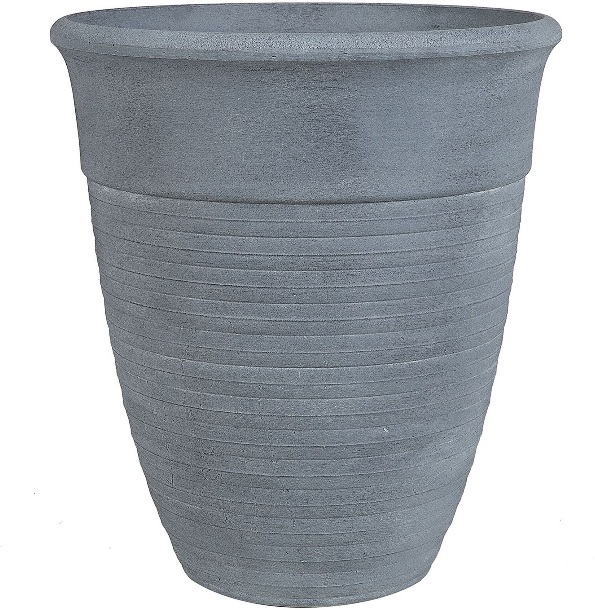 Beliani Plant Pot Planter Solid Grey Stone Mixture Polyresin Square ø 50 cm All-Weather