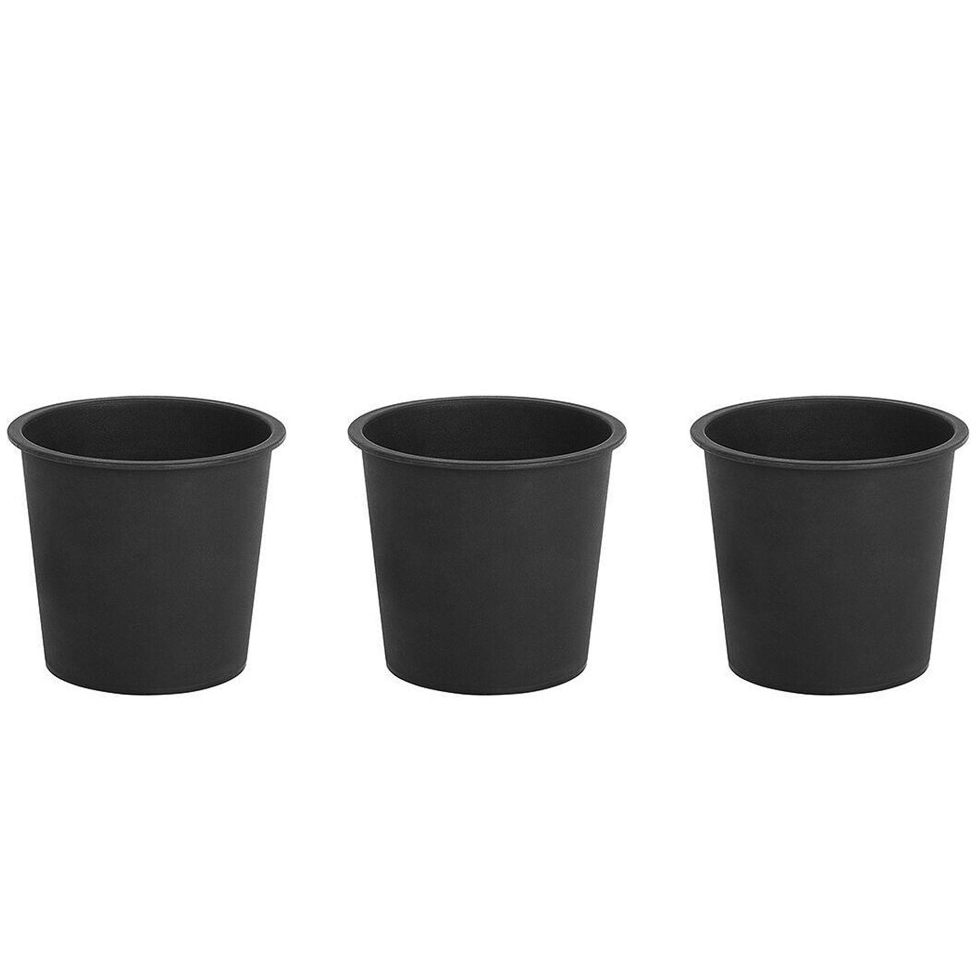 Beliani Set of 3 Black Round Plant Pot Inserts Black Synthetic 34 cm