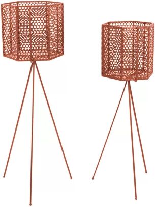 Symple Stuff Mesh Hexagon 2 Piece Metal Plant Pot Set Symple Stuff Colour: Brown