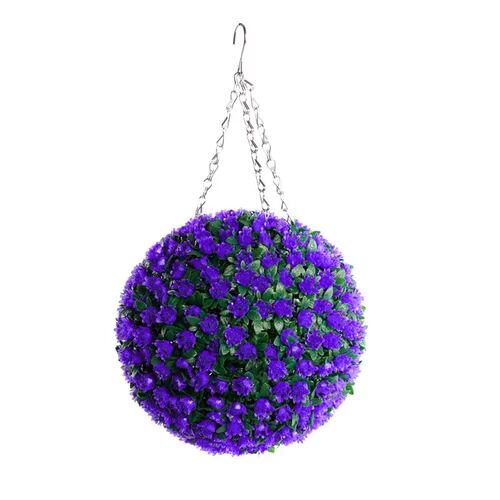 The Seasonal Aisle Artificial Flowering Topiary The Seasonal Aisle Size: 38cm H x 38cm W x 38cm D, Flower Colour: Purple  - Size: 83cm H X 53cm W X 45cm D