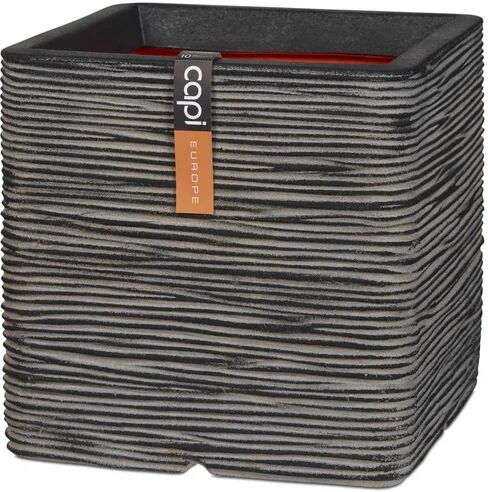 vidaXL Capi Plastic Plant Pot vidaXL Colour: Anthracite/Grey, Size: 30 cm H x 30 cm W x 30 cm D  - Size: 47cm H X 36cm W X 36cm D