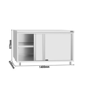 GGM Gastro - Armoire de travail en inox ECO - 1400x600mm - avec porte coulissante Argent