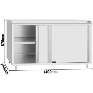 GGM Gastro - Armoire de travail en inox ECO - 1400x700mm - avec porte coulissante Argent