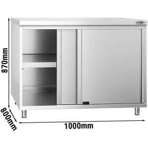 GGM Gastro - Armoire de travail en inox PREMIUM - 1000x800mm - avec porte coulissante sans rebord Argent