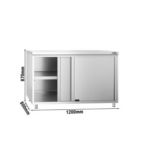 GGM Gastro - Armoire de travail en inox PREMIUM - 1200x800mm - avec porte coulissante sans rebord Argent