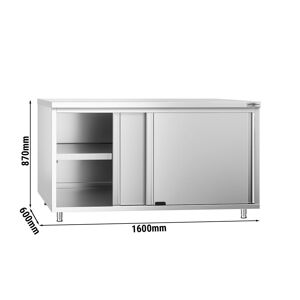 GGM Gastro - Armoire de travail en inox PREMIUM - 1600x600mm - avec porte coulissante sans rebord Argent