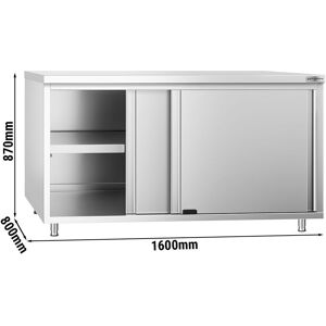 GGM Gastro - Armoire de travail en inox PREMIUM - 1600x800mm - avec porte coulissante sans rebord Argent