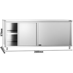 GGM Gastro - Armoire de travail en inox PREMIUM - 2000x800mm - avec porte coulissante sans rebord Argent