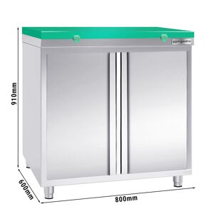 GGM Gastro - Armoire de travail inox PREMIUM - 800x600mm - avec porte battante sans rebord y compris plaque de decoupe Vert