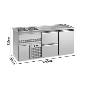 GGM Gastro - Comptoir a biere PREMIUM PLUS - 1950x700mm - 1 porte & 2 tiroirs Argent