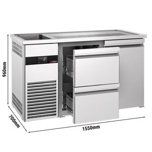 GGM Gastro - Comptoir a biere PREMIUM - 1550x700mm - 1 porte & 2 tiroirs Argent