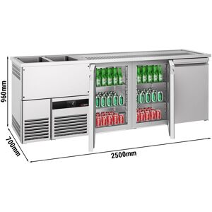 GGM Gastro - Comptoir a biere PREMIUM - 2500x700mm - 3 portes Argent