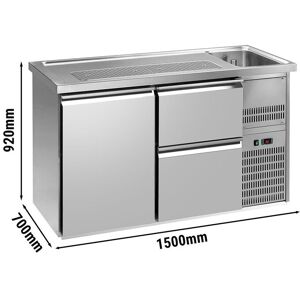 GGM Gastro - Comptoir a biere PREMIUM PLUS - 1550x700mm - 1 porte & 2 tiroirs Argent