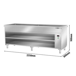 GGM Gastro - Comptoir buffet KOPENHAGEN - 2250mm - avec bain-marie - avec eclairage LED - pour 6x GN 1/1 - inox Argent