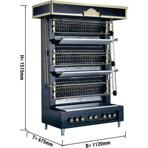 GGM Gastro - UBERT Grill mural a flammes - 20kW - avec 4 broches pour jusqu'a 20 poulets