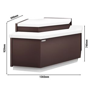 GGM Gastro - Table de caisse d'angle RIGA - 1360mm - 90° exterieur Blanc / Marron