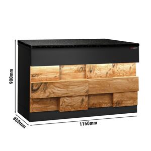 GGM Gastro - Table de caisse TORONTO - 1150mm - Facade bois - Plan de travail en granit noir Noir / Marron