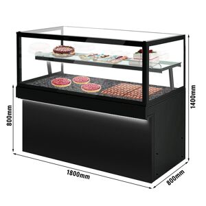 GGM Gastro - Comptoir a patisseries TORONTO - 1800mm - facade noire - eclairage LED - 2 etageres Noir