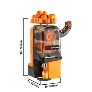 GGM Gastro - Presse-orange electrique - Orange - Alimentation manuelle en fruits - Robinet de vidange reglable inclus Noir / Orange