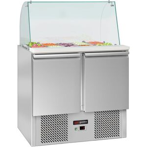 GGM Gastro - Saladette ECO - 900mm - 2 portes - pour 2x GN 1/1 & 3x GN 1/6 - Rehausse en verre haute Argent