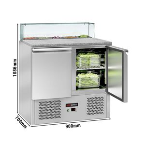 GGM Gastro - Saladette ECO - 900mm - 2 portes - pour 5x GN 1/6 - Rehausse en verre Argent