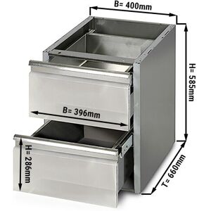 GGM Gastro - Bloc-tiroir avec 2 tiroirs PREMIUM - Module de base 400x660mm Argent