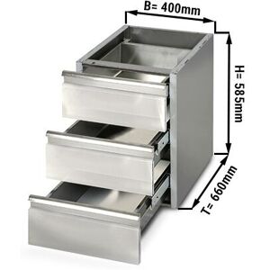 GGM Gastro - Bloc-tiroir avec 3 tiroirs PREMIUM - Module de base 400x660mm Argent