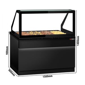 GGM Gastro - Comptoir chauffant TORONTO - 1500mm - pour 4x GN 1/1 - Facade noir - Plan de travail en granit noir Noir mat