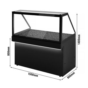 GGM Gastro - Comptoir chauffant TORONTO - 1500mm - facade noire - eclairage LED - plaque chauffante Noir