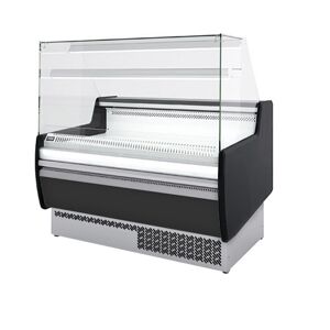 GGM Gastro - Comptoir refrigere - 1310mm - avec eclairage LED & 1 etagere - Standard avec Facade noire Argent / Noir