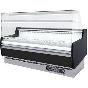 GGM Gastro - Comptoir refrigere - 1930mm - avec eclairage LED & 1 etagere - Standard avec Facade noire Argent / Noir