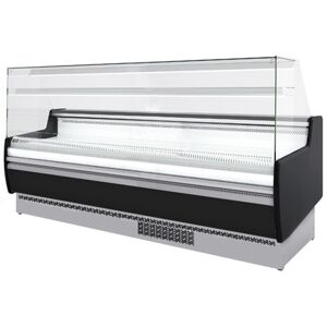 GGM Gastro - Comptoir refrigere - 2560mm - avec eclairage LED & 1 etagere - Standard avec Facade noire Argent / Noir