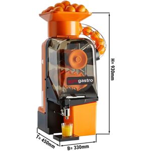 GGM Gastro - Presse-orange electrique - orange - Alimentation automatique en fruits - Robinet de vidange et mode de nettoyage inclus Noir / Orange