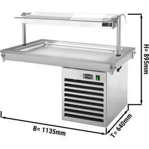 GGM GASTRO - Plaque réfrigérée encastrable - 1,1m - +2 ~ +8 °C - 3x GN 1/1 - avec protection hygiénique en verre