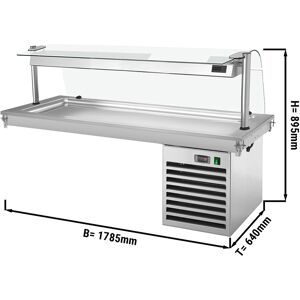 GGM GASTRO - Plaque réfrigérée encastrable - 1,8m - +2 ~ +8 °C - 5x GN 1/1 - avec protection hygiénique en verre