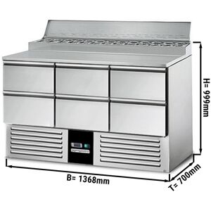 GGM GASTRO - Table de préparation Mini PREMIUM - 1370mm - 8x GN 1/6 - 6 tiroirs