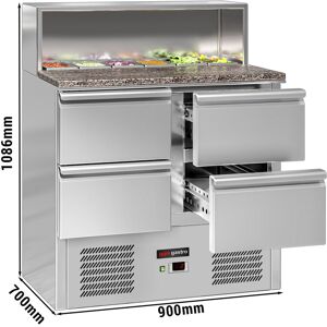 GGM GASTRO - Saladette ECO - 903mm - 4 tiroirs - pour 5x GN 1/6 - Rehausse inox