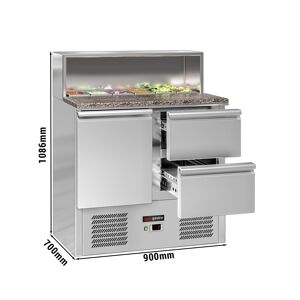 GGM GASTRO - Saladette ECO - 903mm - 1 porte & 2 tiroirs - pour 5x GN 1/6 - Rehausse inox