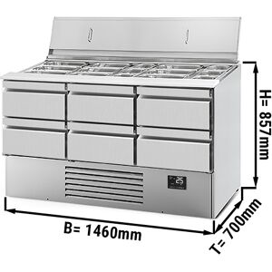 GGM GASTRO - Saladette PREMIUM PLUS - 1460mm - 6 tiroirs - Entrée pour bacs GN