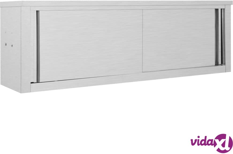 vidaXL Kitchen Wall Cabinet with Sliding Doors 150x40x50 cm Stainless Steel