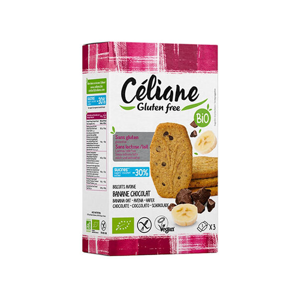 Les Recettes de Céliane Biscuits Petit Déjeuner Avoine Banane Chocolat 140g