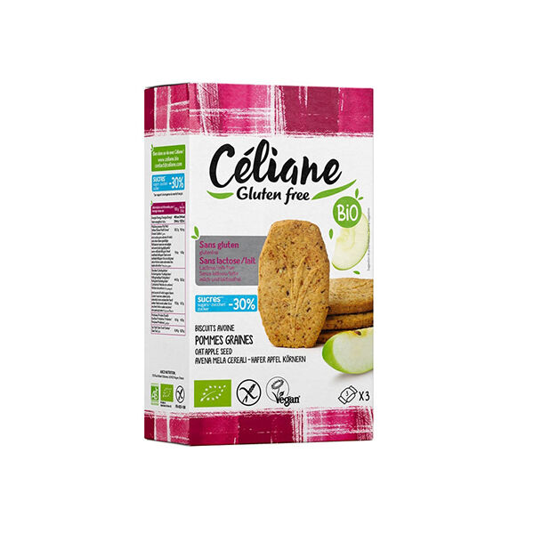 Les Recettes de Céliane Biscuits Petit Déjeuner Avoine Pomme Graines 140g