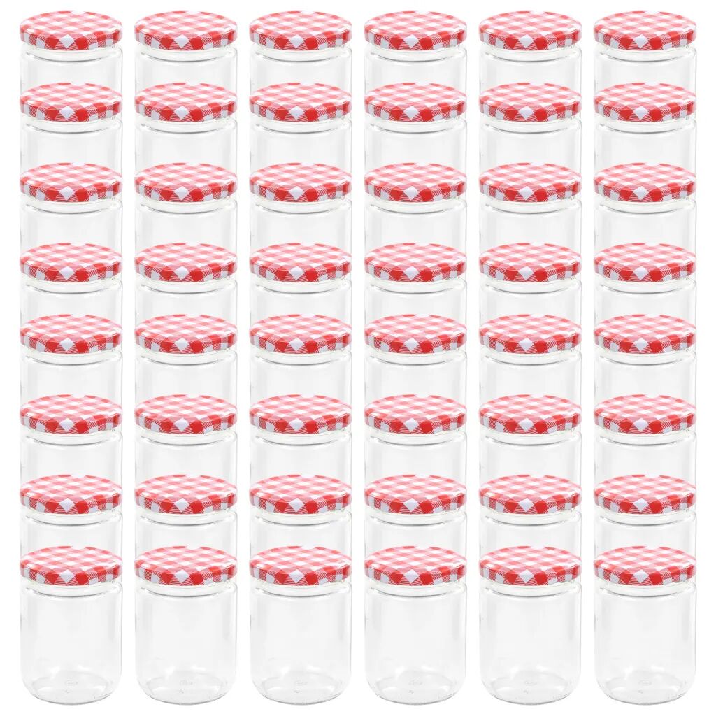 vidaXL 48 pcs Pots à confiture Couvercle blanc et rouge Verre 230 ml