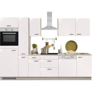 OPTIFIT Küchenzeile »Faro«, ohne E-Geräte, Breite 300 cm Küche: Weiss Glanz + Korpus: akaziefarben + Arbeitsplatte: akaziefarben