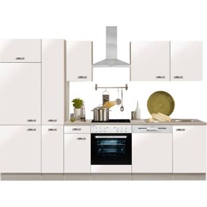 OPTIFIT Küchenzeile »Faro«, ohne E-Geräte, Breite 300 cm Küche: Weiss Glanz + Korpus: akaziefarben + Arbeitsplatte: akaziefarben