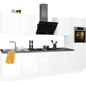OPTIFIT Küchenzeile »Avio«, 38 mm starke Arbeitsplatte und Hochglanz-Fronten,... Küche: weiss Hochglanz/granit schwarz + Korpus: granit + Arbeitsplatte: granit