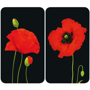 WENKO Herd-Abdeckplatte »Universal Mohn«, (Set, 2 tlg.) schwarz/rot/grün