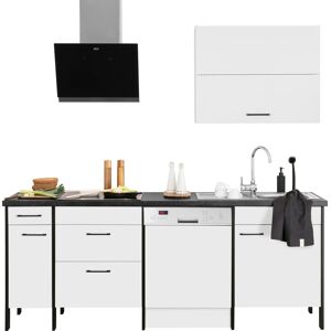 OPTIFIT Küchenzeile »Tokio«, ohne E-Geräte, Breite 224 cm, mit Stahlgestell,... Küche: weiss + Korpus: weiss + Arbeitsplatte: granit schwarz