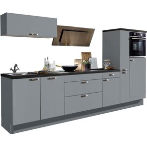 OPTIFIT Küchenzeile »Cara«, Vollauszüge und Soft-Close-Funktion, Breite 320 cm Küche: grau/grau + Korpus: grau + Arbeitsplatte: Granit schwarz Größe