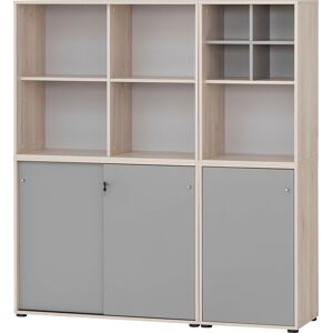 Schildmeyer Büro-Set »Serie 400«, (5 tlg.), bestehend aus 2 Regalen, 2... sandeichefb./platingrau Größe